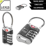 Packing Organisers: Lewis N. Clark TSA Approved Easy Set Combination Luggage Lock w Steel Cable