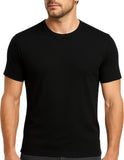 Mens 100% Pure Merino Wool Crew Neck Short Sleeve Top T Shirt Thermal Underwear - Black - X-Small (85cm)