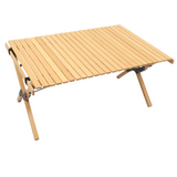 Camp Furniture: Folding Camping Table Bamboo Roll Up Portable Outdoor Picnic BBQ Desk Beach