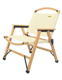 Camp Furniture: Bamboo Canvas Foldable Outdoor Camping Chair Wooden Travel Picnic Park - Khaki/Beige
