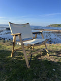 Camp Furniture: Bamboo Canvas Foldable Outdoor Camping Chair Wooden Travel Picnic Park - Khaki/Beige