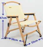 Camp Furniture: Bamboo Canvas Foldable Outdoor Camping Chair Wooden Travel Picnic Park - Khaki/Beige