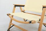 Camp Furniture: Bamboo Canvas Foldable Outdoor Camping Chair Wooden Travel Picnic Park - Khaki/Beige