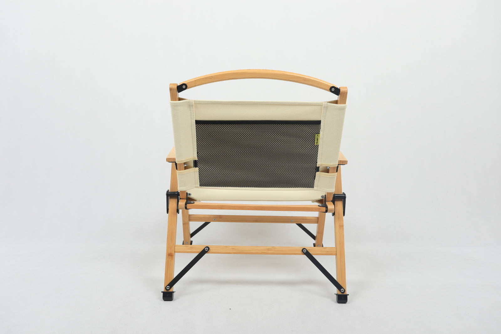 Camp Furniture: Bamboo Canvas Foldable Outdoor Camping Chair Wooden Travel Picnic Park - Khaki/Beige