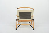 Camp Furniture: Bamboo Canvas Foldable Outdoor Camping Chair Wooden Travel Picnic Park - Khaki/Beige