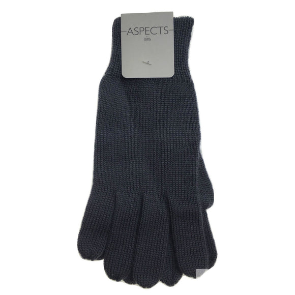 100% PURE WOOL GLOVES Winter Snow Ski Plain Knit Knitted Warm Plain - Charcoal