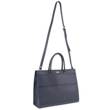Women's Handbags: Morrissey Italian Structured Leather Tote Unisex Computer Bag Handbag - Navy