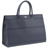 Women's Handbags: Morrissey Italian Structured Leather Tote Unisex Computer Bag Handbag - Navy