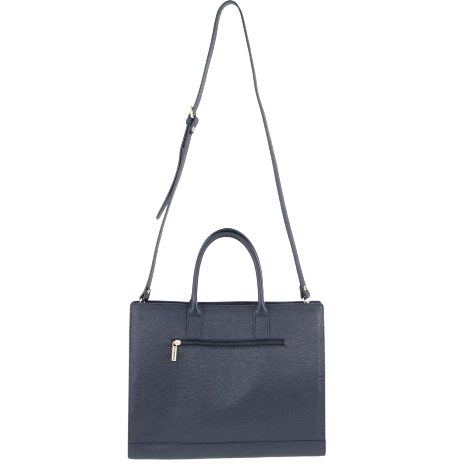 Women's Handbags: Morrissey Italian Structured Leather Tote Unisex Computer Bag Handbag - Navy