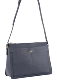 Women's Handbags: Morrissey Italian Structured Leather Cross Body Handbag Tote Bag (MO3162) - Navy