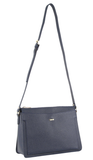 Women's Handbags: Morrissey Italian Structured Leather Cross Body Handbag Tote Bag (MO3162) - Navy