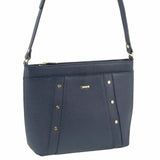 Women's Handbags: Morrissey Italian Womens Structured Leather Cross Body Handbag Bag Ladies - Navy