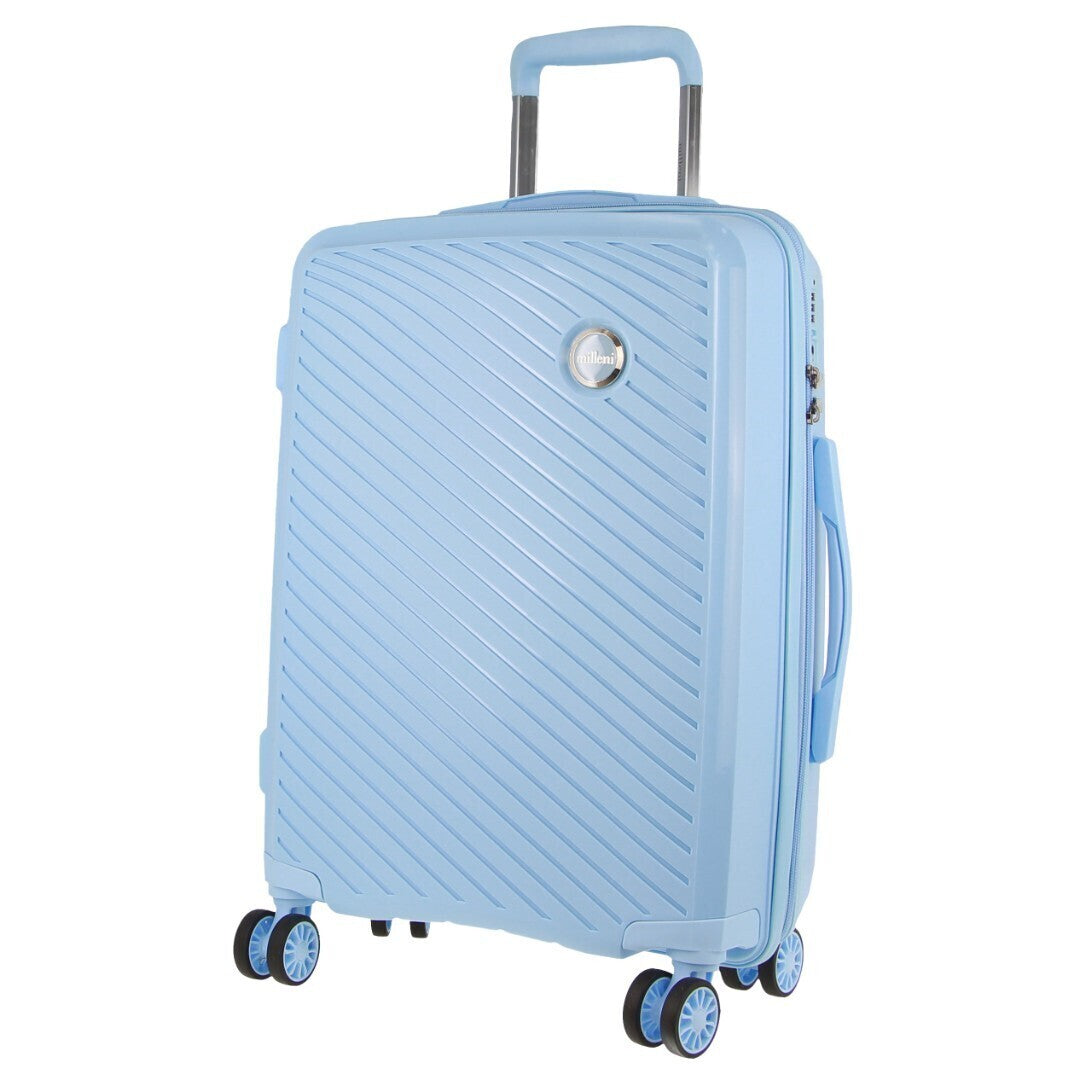 Suitcases: Pierre Cardin Inspired Milleni Cabin Luggage Bag Travel Carry On Suitcase 54cm (39L) - Blue