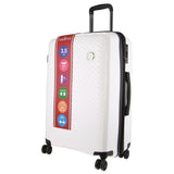 Suitcases: Pierre Cardin Inspired Milleni Checked Luggage Bag Travel Carry On Suitcase 65cm (82.5L) - White