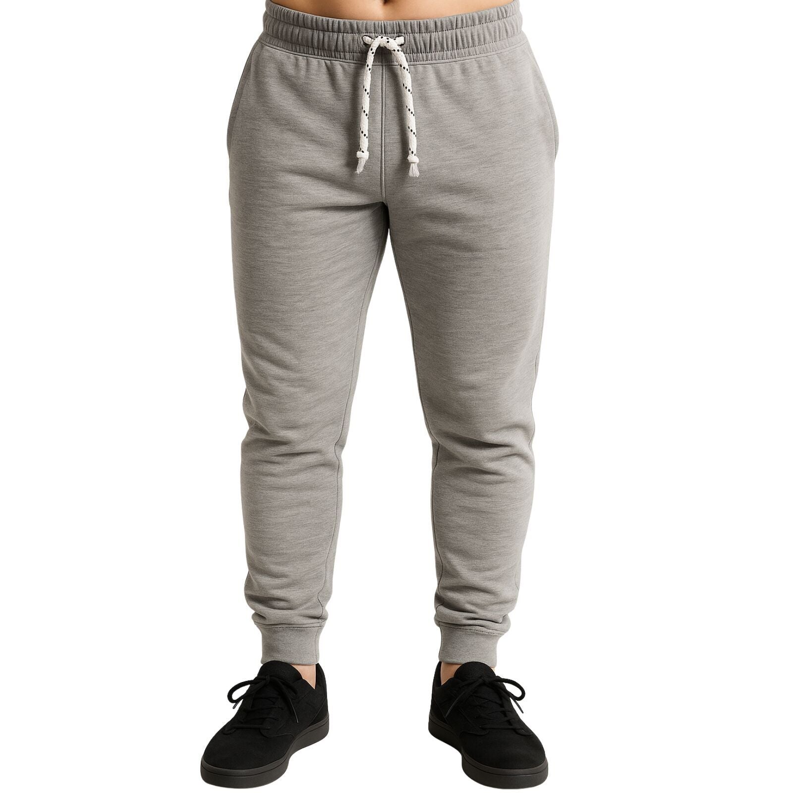 Mens Skinny Track Pants Slim Fit Joggers Gym Cuffed Sports Trousers - Grey - XL