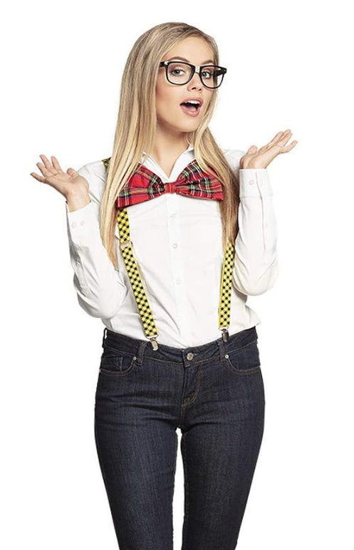 Costumes & Accessories: NERD COSTUME KIT Set Geek Glasses Fancy Dress Retro Funny Braces Bow Tie Party
