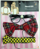 Costumes & Accessories: NERD COSTUME KIT Set Geek Glasses Fancy Dress Retro Funny Braces Bow Tie Party