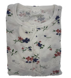Womens Ladies Cotton Nightie Night Gown Slip Petticoat PJs Sleepwear Dress - White/Pink - 20