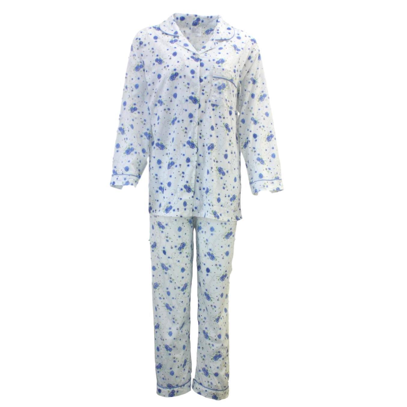 Women's Sleepwear: Womens PYJAMAS PJs Set Pajamas Ladies Cotton PJ Womens Long Sleeve Sleepwear - Blue - 12