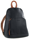 Women's Handbags: Milleni Genuine Italian Leather Soft Nappa Leather Backpack Bag Travel - Black/Cognac