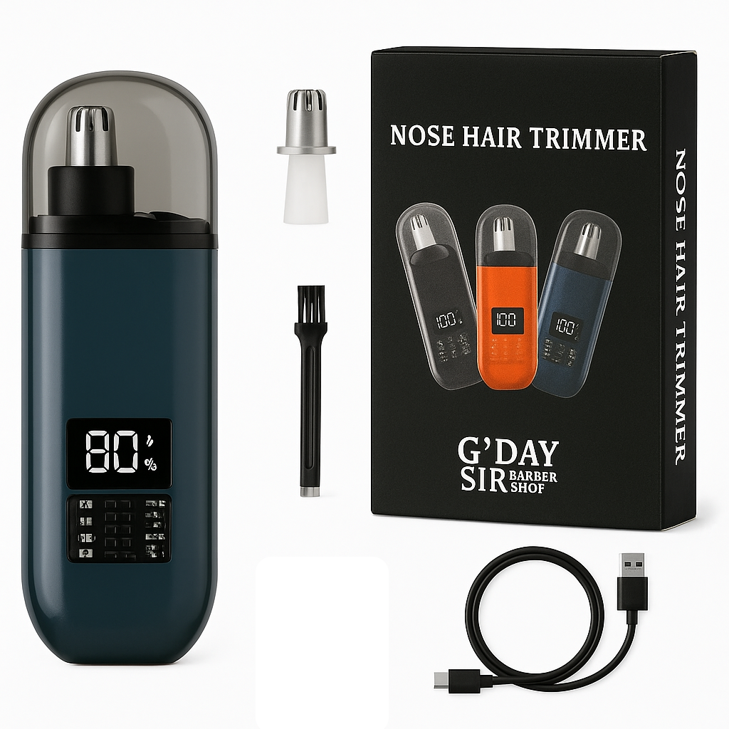Handheld Portable Nose Hair Trimmer Rechargeable USB-C Clipper Shaver in Blue/Teal