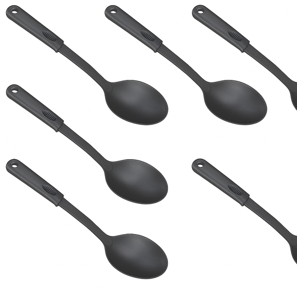 6x 32cm Nylon Serving Spoon in Black