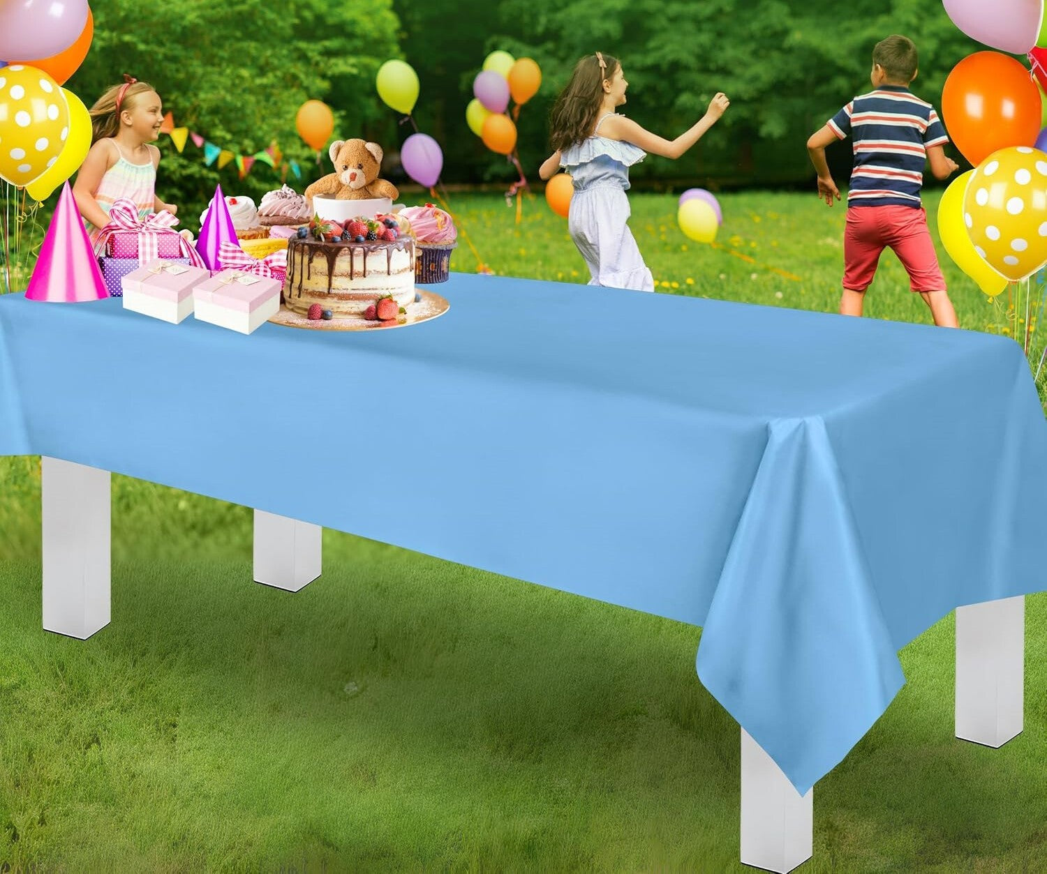 Table Linen & Kitchen Towels: Table Cloth Cover Reusable & Washable Xmas Party 137cm x 274cm (54"x108") in Sky Blue