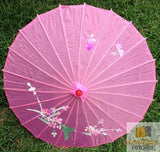 Women's Accessories: PARASOL UMBRELLA Chinese Japanese Bamboo Flower Pattern Fabric 80cm Diameter - Light Pink