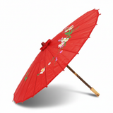 Women's Accessories: PARASOL UMBRELLA Chinese Japanese Bamboo Flower Pattern Fabric 80cm Diameter - Red