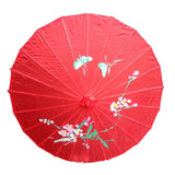 Women's Accessories: PARASOL UMBRELLA Chinese Japanese Bamboo Flower Pattern Fabric 80cm Diameter - Red
