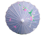 Women's Accessories: PARASOL UMBRELLA Chinese Japanese Bamboo Flower Pattern Fabric 80cm Diameter - White