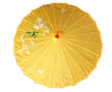 Women's Accessories: PARASOL UMBRELLA Chinese Japanese Bamboo Flower Pattern Fabric 80cm Diameter - Yellow