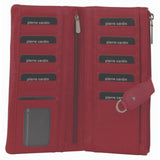 Women's Handbags: Pierre Cardin Womens RFID Italian Leather Wallet Purse Credit Card Holder - Red
