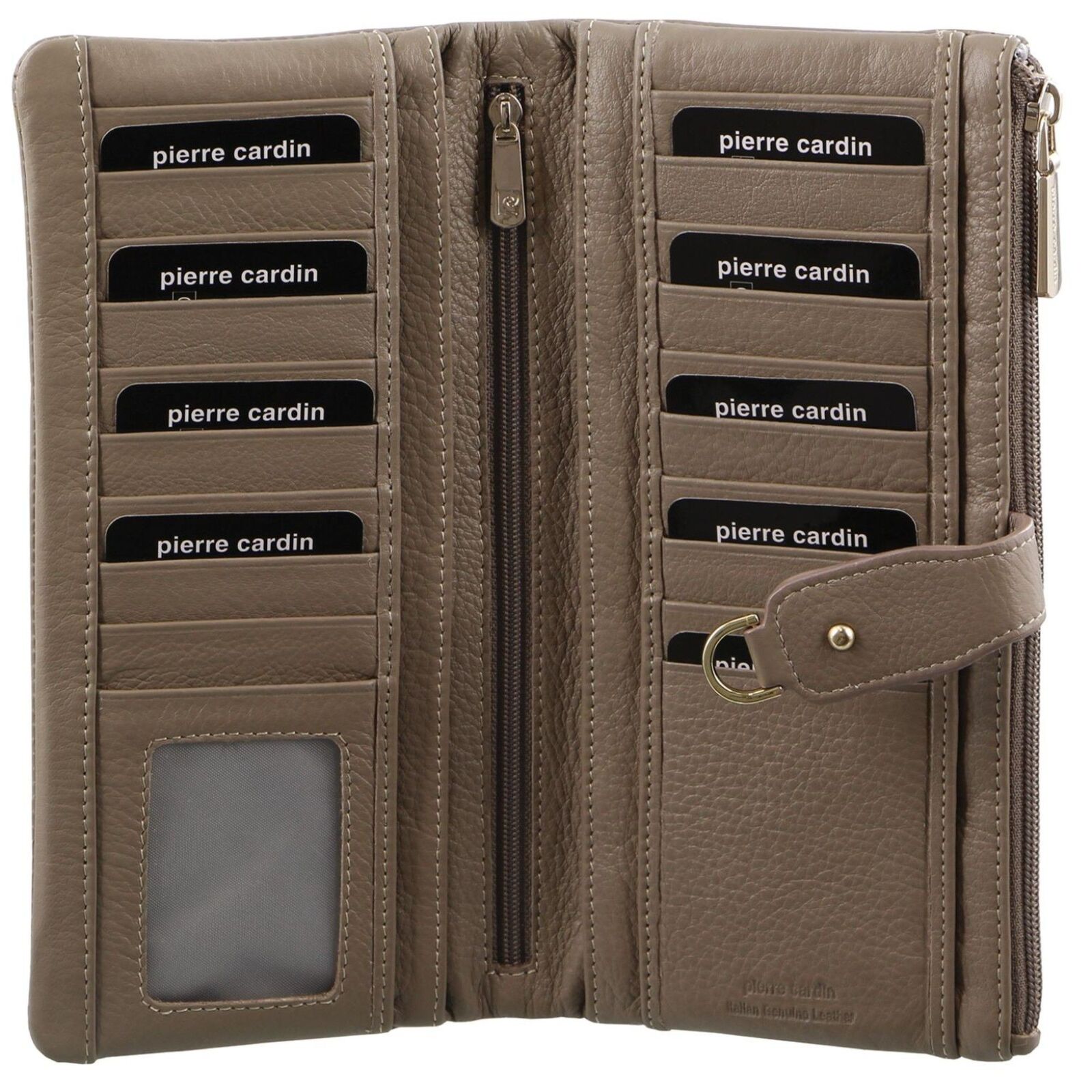 Women's Handbags: Pierre Cardin Women RFID Italian Leather Wallet Purse Credit Card Holder - Taupe