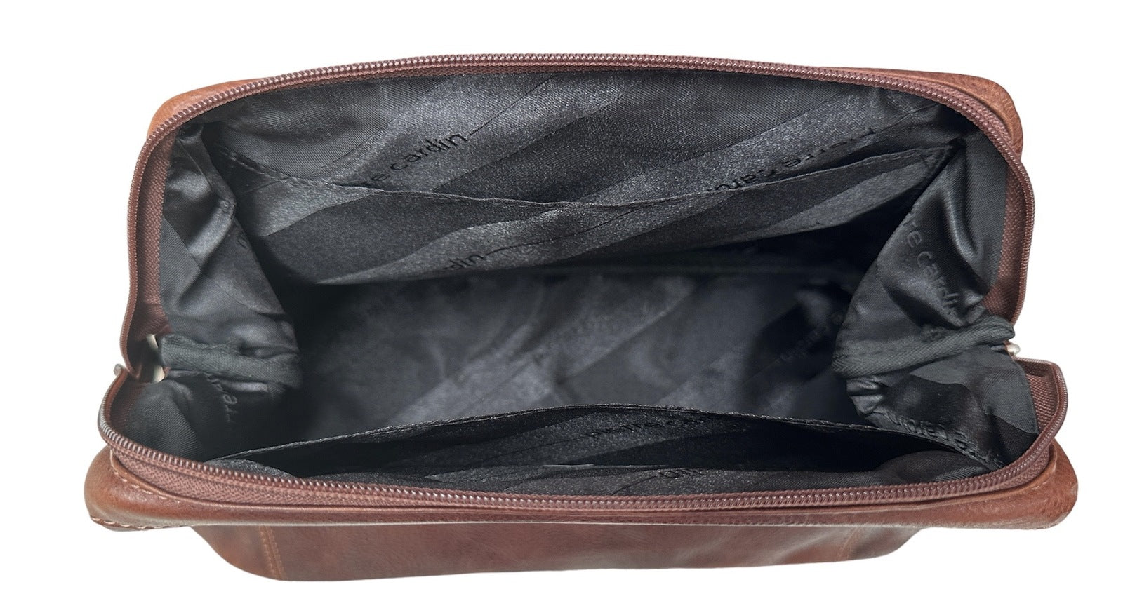 Men's Accessories: Pierre Cardin Mens Rustic Leather Toiletry Case Bag Travel - Cognac