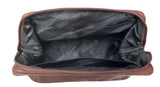 Men's Accessories: Pierre Cardin Mens Rustic Leather Toiletry Case Bag Travel - Cognac