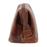 Men's Accessories: Pierre Cardin Mens Rustic Leather Toiletry Case Bag Travel - Cognac