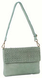 Women's Handbags: Pierre Cardin Womens Woven Leather Flap Cross-Body Bag/Clutch - Mint Green