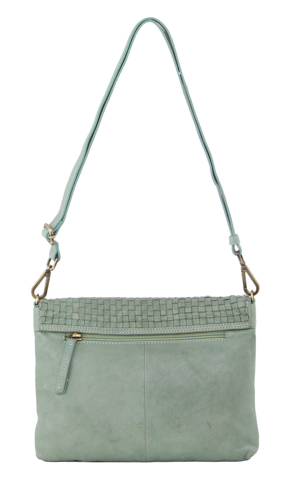 Women's Handbags: Pierre Cardin Womens Woven Leather Flap Cross-Body Bag/Clutch - Mint Green