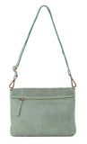 Women's Handbags: Pierre Cardin Womens Woven Leather Flap Cross-Body Bag/Clutch - Mint Green