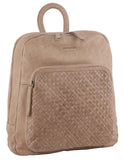 Women's Handbags: Pierre Cardin Womens Woven Leather Backpack Bag - Taupe