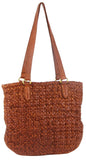 Women's Handbags: Pierre Cardin Woven Leather Ladies Shoulder Bag Travel Carry - Cognac