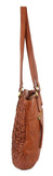 Women's Handbags: Pierre Cardin Woven Leather Ladies Shoulder Bag Travel Carry - Cognac