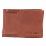 Men's Accessories: Pierre Cardin Mens Soft Italian Leather Slimline Bi-Fold Wallet - Cognac