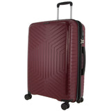 Suitcases: Pierre Cardin 76cm Large Hard-Shell Suitcase Travel Luggage Bag - Burgundy