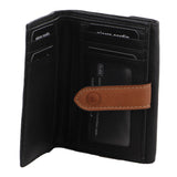 Women's Handbags: Pierre Cardin Womens Leather Bi-Fold Tab Wallet Ladies - Black
