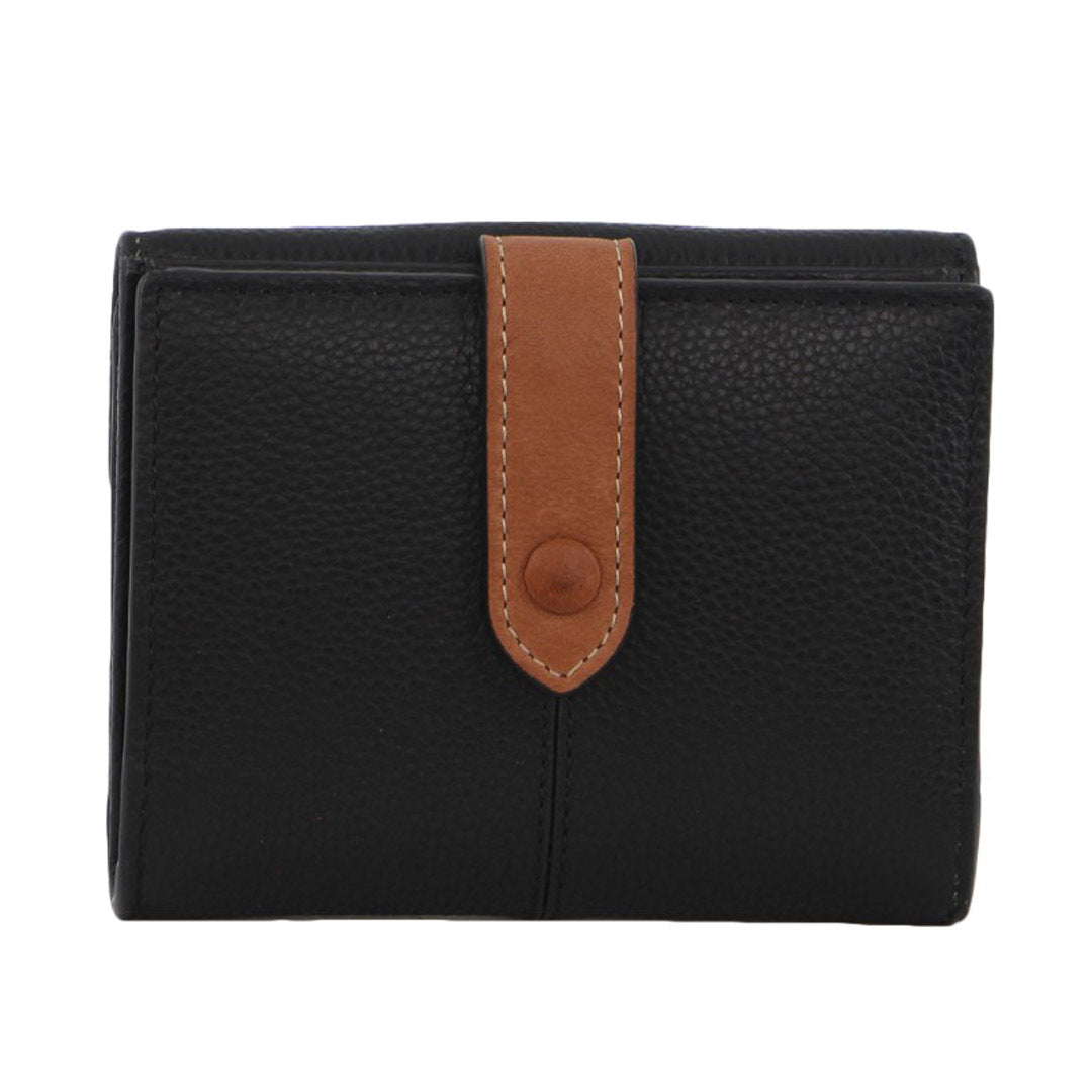 Women's Handbags: Pierre Cardin Womens Leather Bi-Fold Tab Wallet Ladies - Black