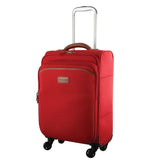 Suitcases: Pierre Cardin 40L Cabin Soft-Shell Suitcase Travel Luggage Bag 4-Wheel Case - Red