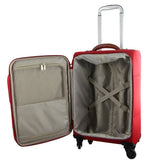 Suitcases: Pierre Cardin 40L Cabin Soft-Shell Suitcase Travel Luggage Bag 4-Wheel Case - Red