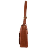 Men's Accessories: Pierre Cardin Leather Briefcase Bag Tote 13" Laptop Rustic Satchel Travel - Cognac